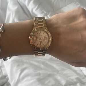 GUESS Rose Gold Crystal Accent Chronograph Watch